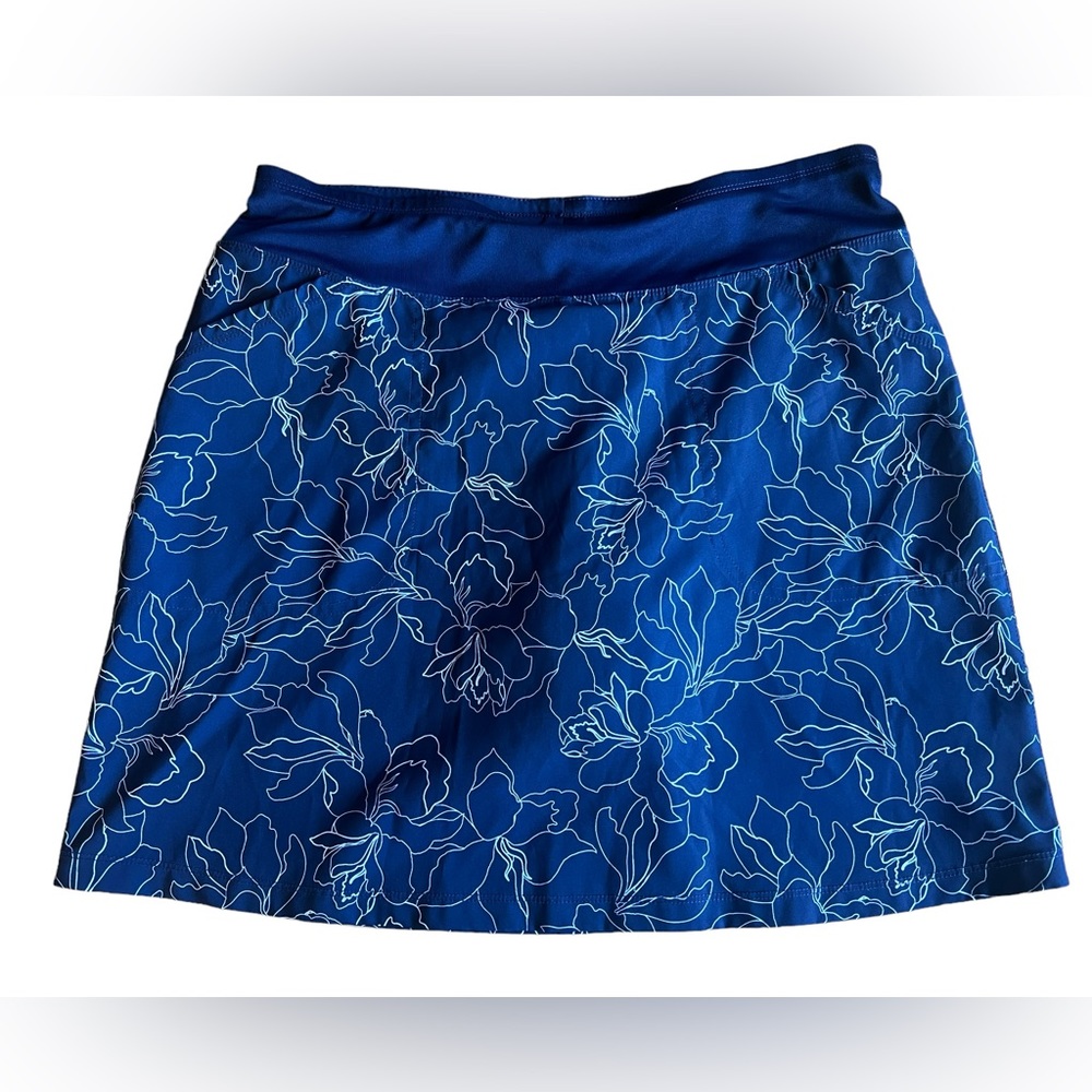 PEBBLE‎ BEACH Golf Skort Blue Floral Pockets Athletic Skirt Shorts Golf Stretch